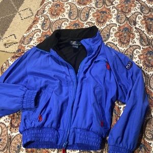heavy blue/ red double layered warm polo Ralph Lauren bomber type zip up jacket